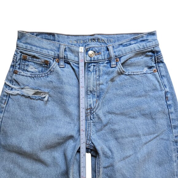 American Eagle Jeans Womens 0 Short Blue Stovepipe Strigid Mid Rise Distressed - Picture 6 of 16